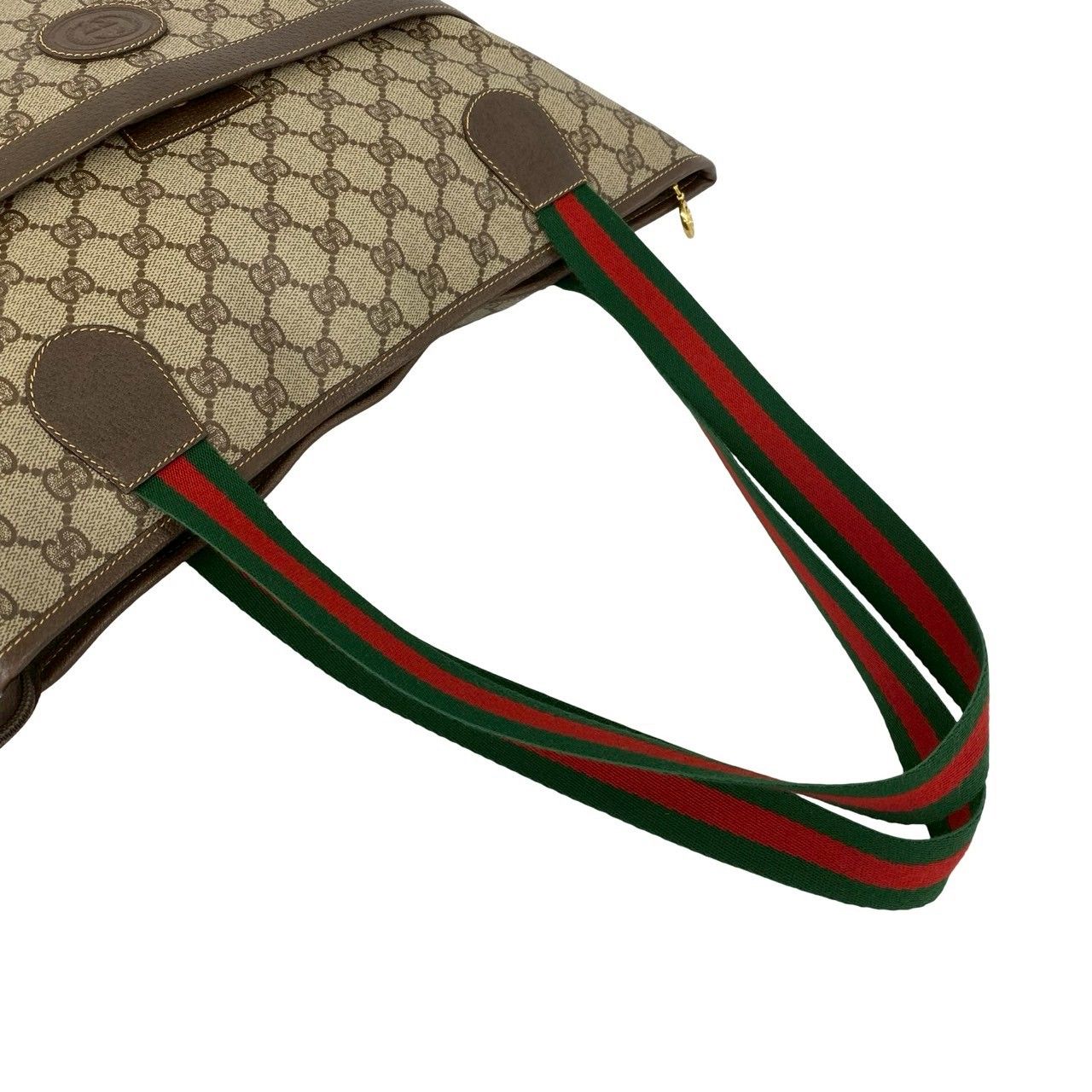 Gucci Vintage Sherry Line GG Logo Pattern Leather Tote Brown — view 4