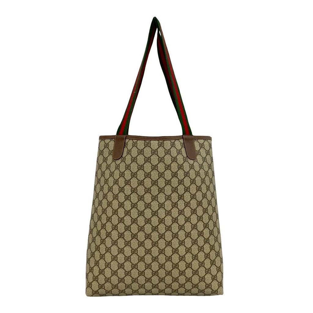 Gucci Vintage Sherry Line GG Logo Pattern Leather Tote Brown — view 3