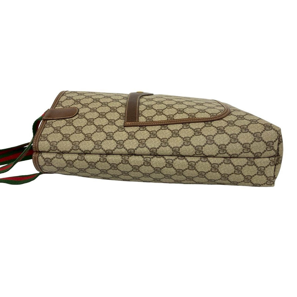 Gucci Vintage Sherry Line GG Logo Pattern Leather Tote Brown — view 5