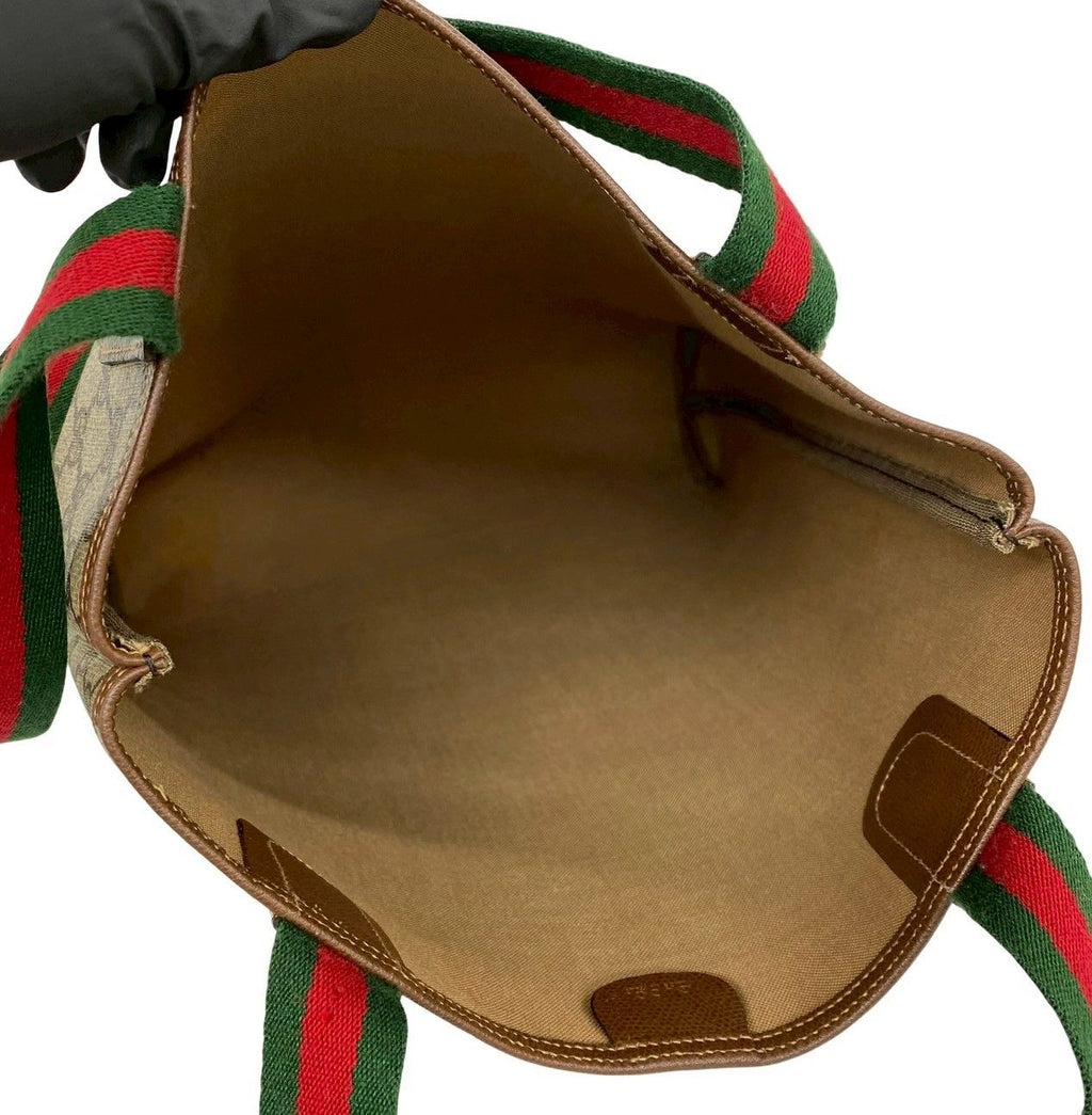 Gucci Vintage Sherry Line GG Logo Pattern Leather Tote Brown — view 9