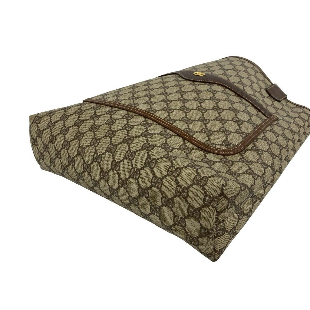 Gucci Vintage Sherry Line GG Logo Pattern Leather Tote Brown — view 8