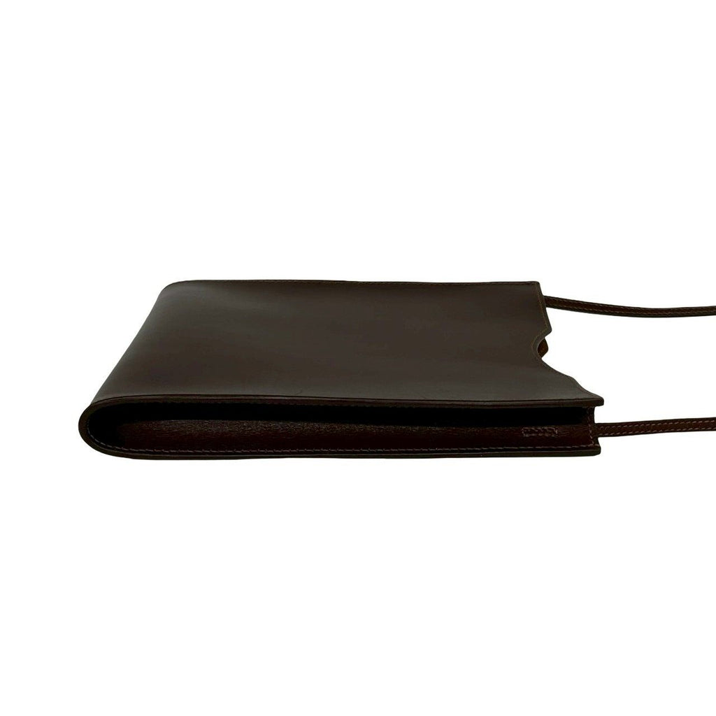 Hermes Box Vintage Onimetou Leather Shoulder Bag Pochette Brown — view 6