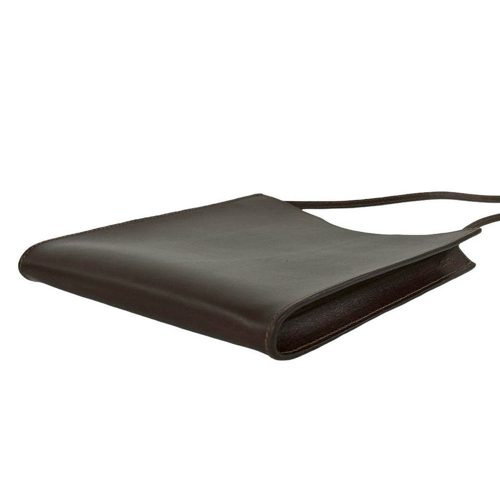 Hermes Box Vintage Onimetou Leather Shoulder Bag Pochette Brown — view 8