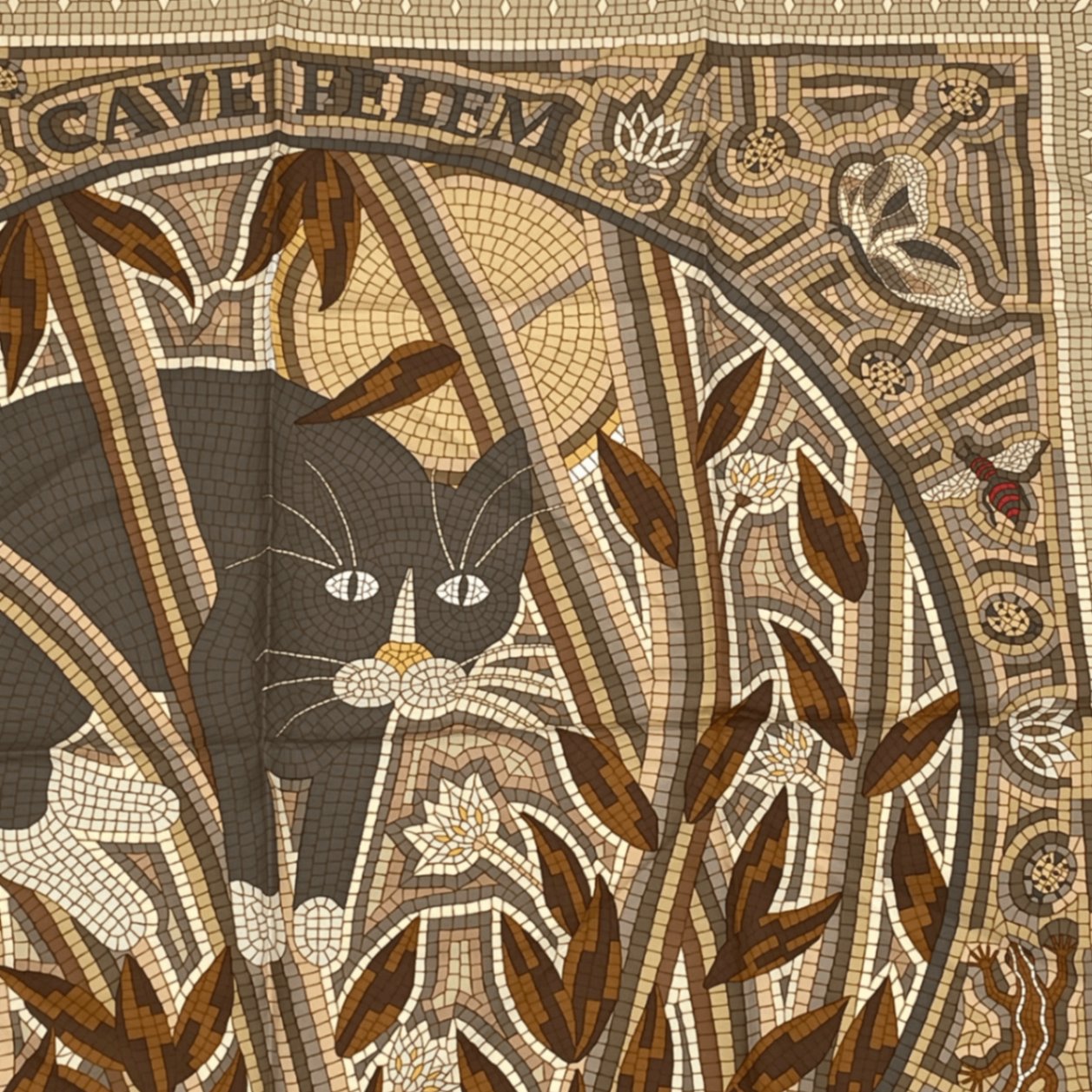 Hermes Carre 90 Cave Felem Beware Of Cats Brawan Scarf Silk