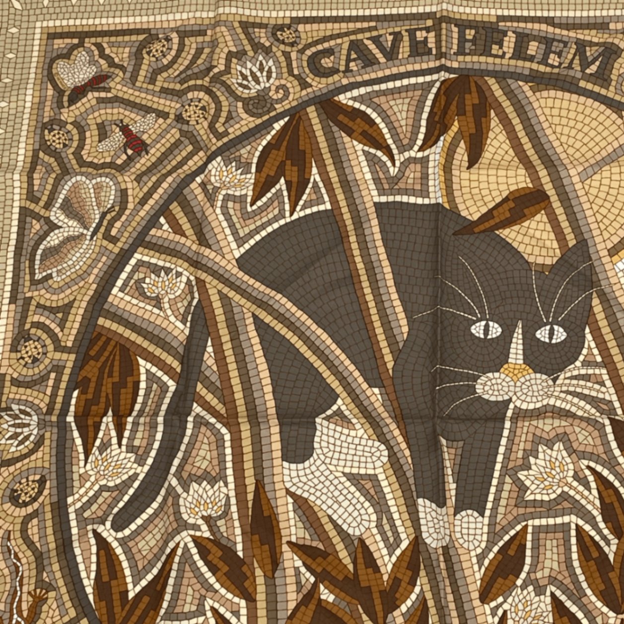 Hermes Carre 90 Cave Felem Beware Of Cats Brawan Scarf Silk