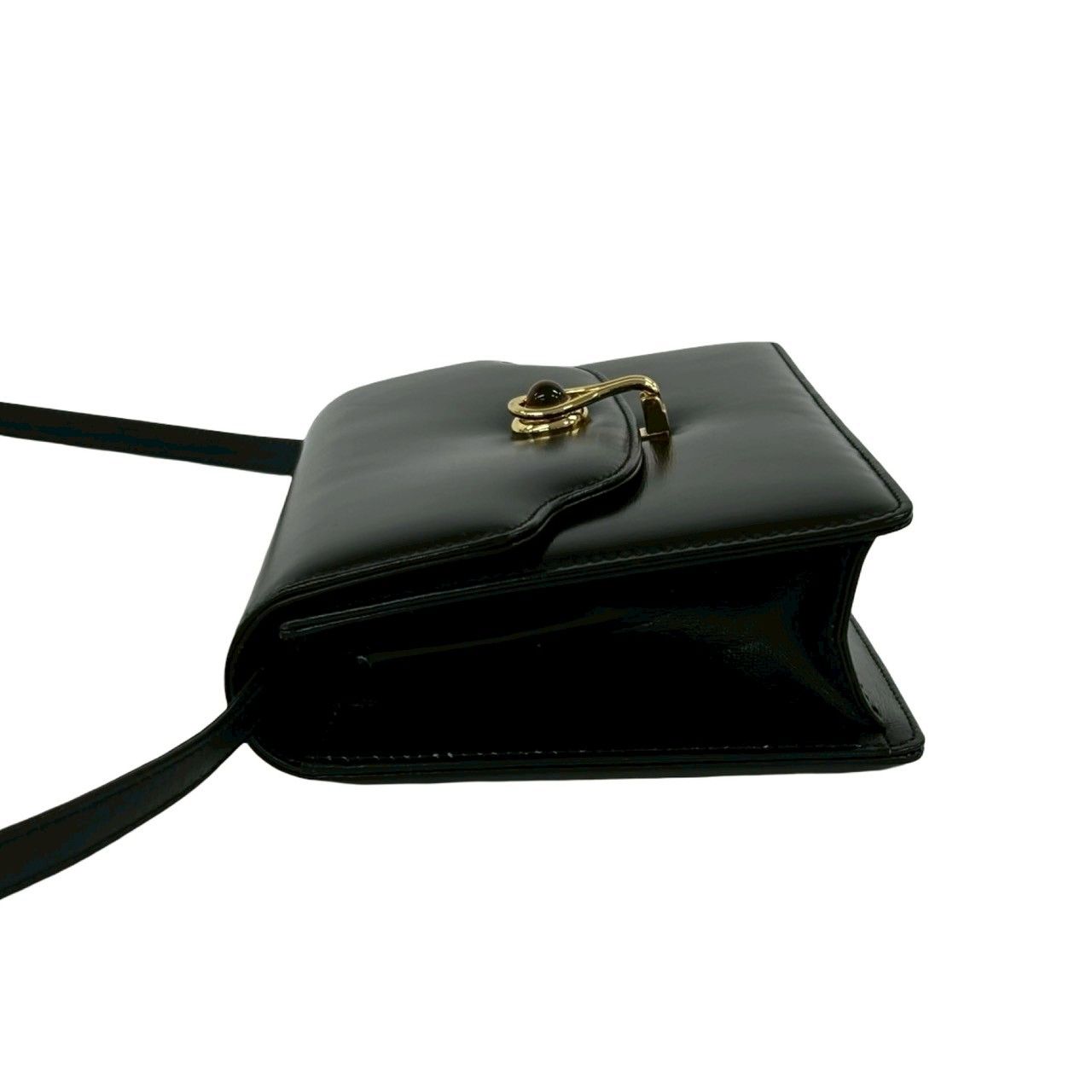 Gucci Vintage Calf Leather Tiger Eye Shoulder Bag Pochette Black — view 5
