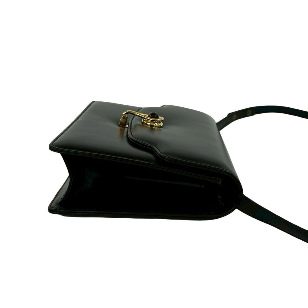 Gucci Vintage Calf Leather Tiger Eye Shoulder Bag Pochette Black — view 6