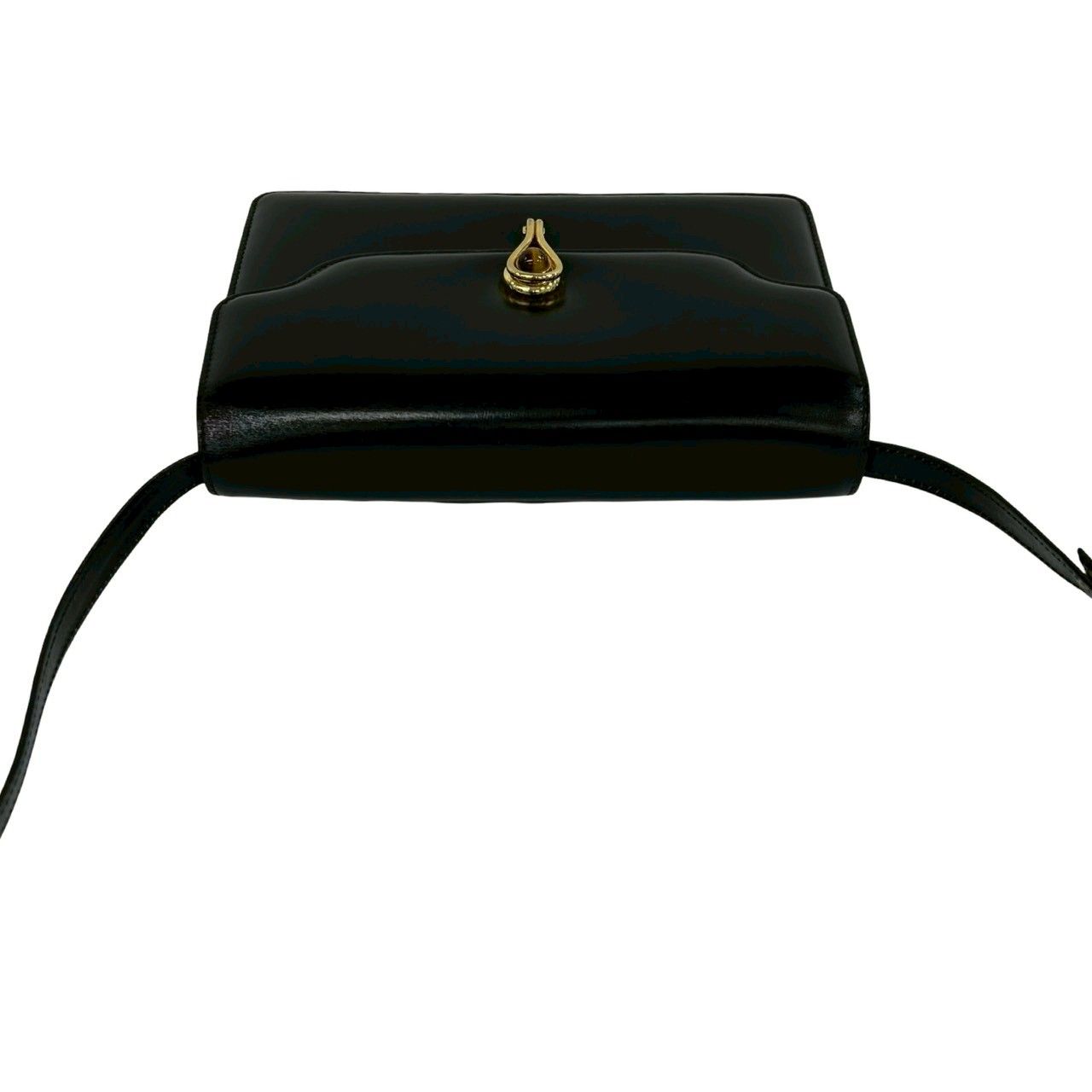 Gucci Vintage Calf Leather Tiger Eye Shoulder Bag Pochette Black — view 4