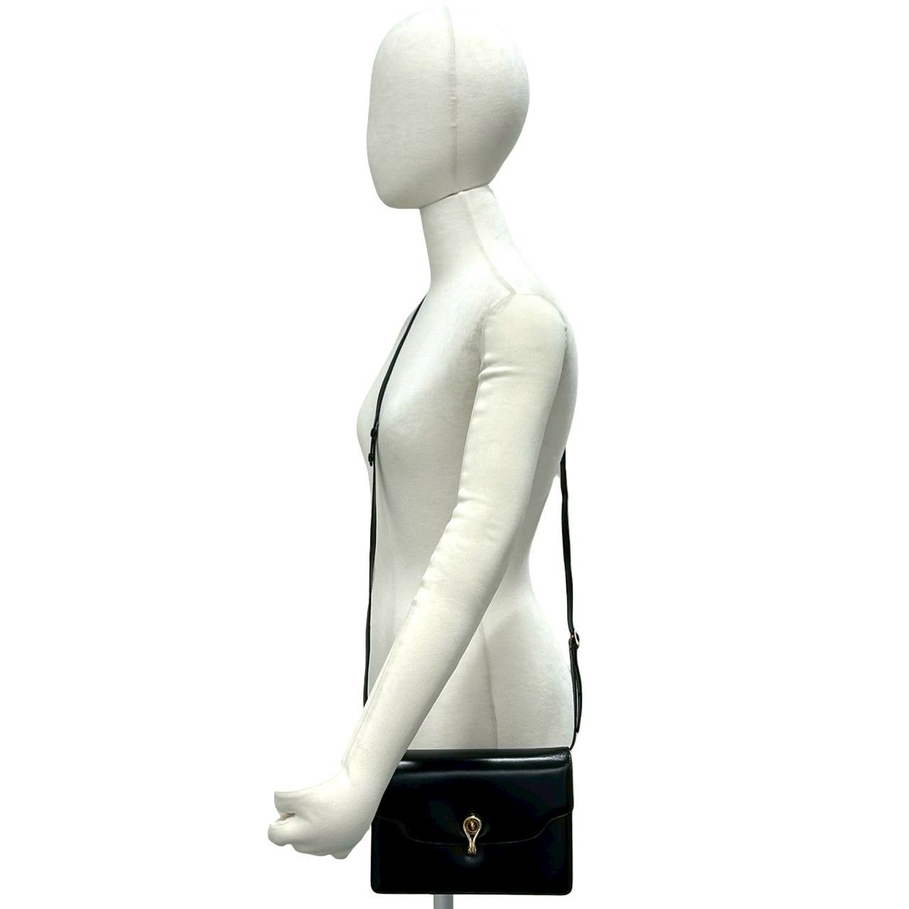 Gucci Vintage Calf Leather Tiger Eye Shoulder Bag Pochette Black — view 2