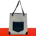 Gucci Vintage Sherry Line Micro GG Logo Pattern Leather Tote Navy