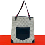 Gucci Vintage Sherry Line Micro GG Logo Pattern Leather Tote Navy