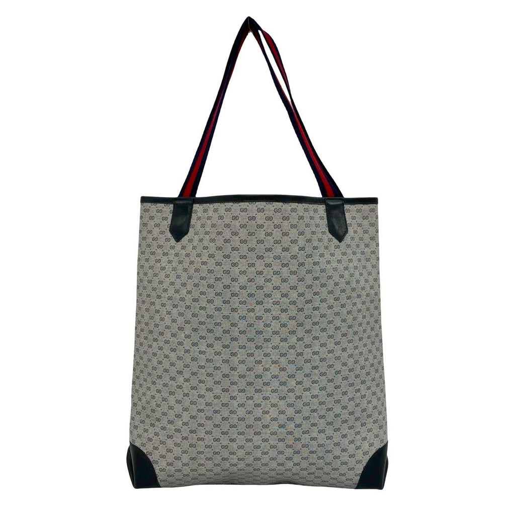 Gucci Vintage Sherry Line Micro GG Logo Pattern Leather Tote Navy — view 2
