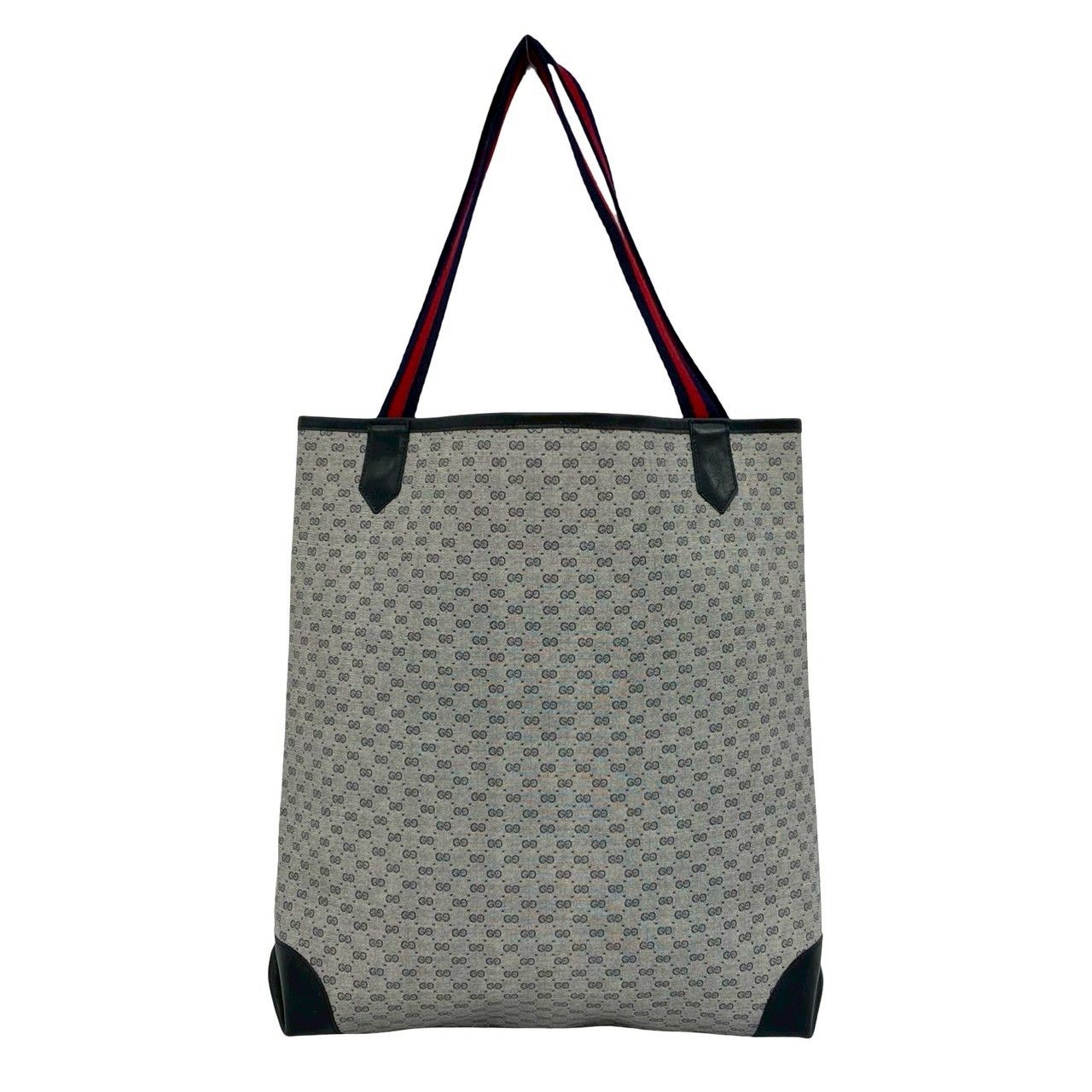 Gucci Vintage Sherry Line Micro GG Logo Pattern Leather Tote Navy — view 2