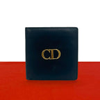 Dior Vintage CD Logo Leather Bifold Wallet Mini Navy