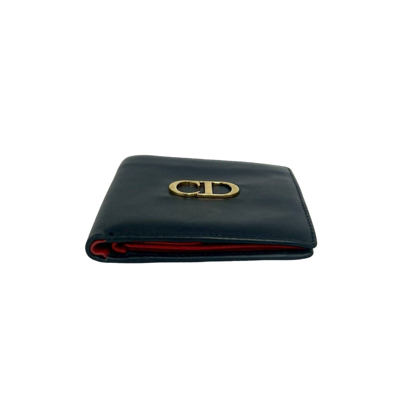 Dior Vintage CD Logo Leather Bifold Wallet Mini Navy — view 6