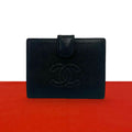 Chanel CC Logo Caviar Leather Bifold Wallet Mini Black