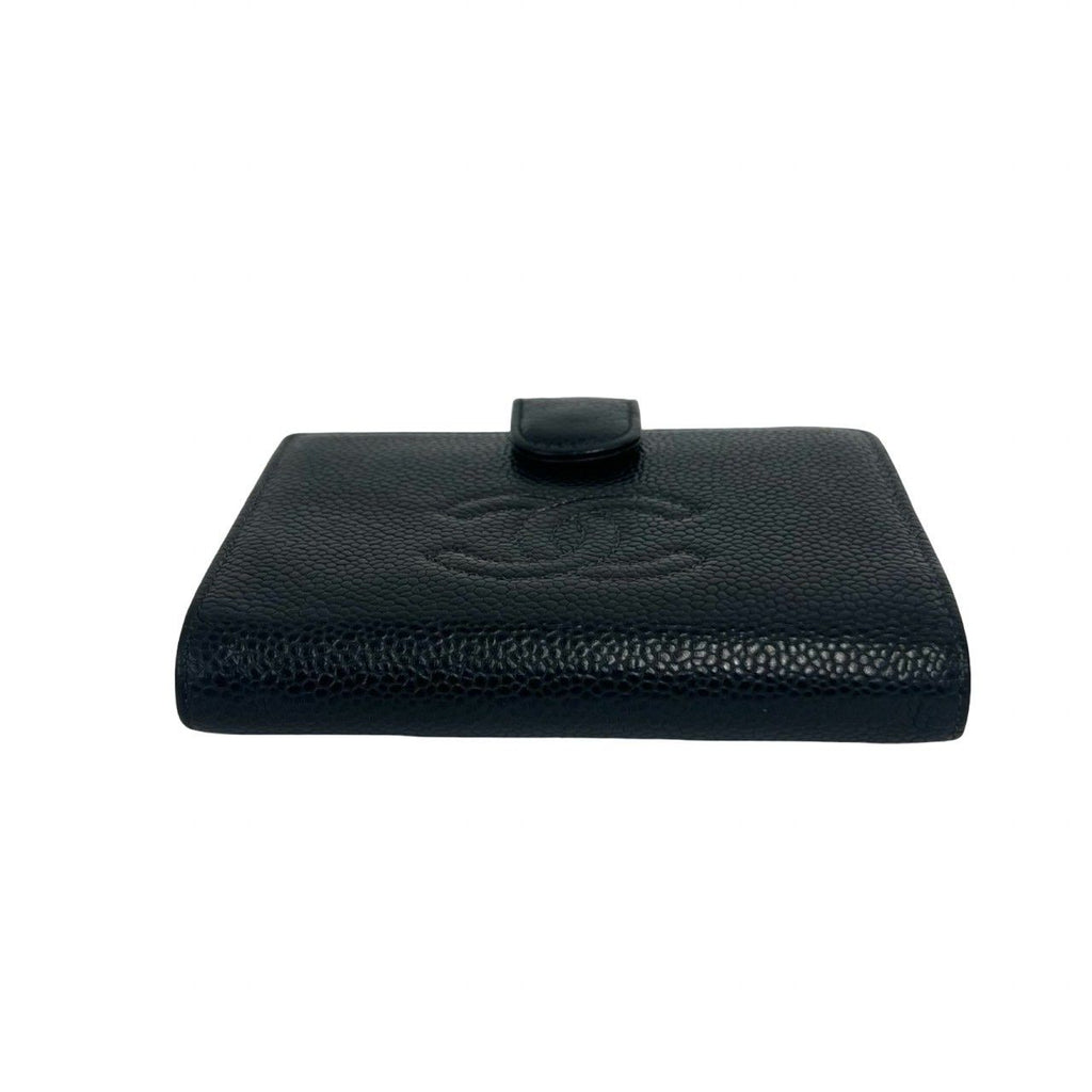 Chanel CC Logo Caviar Leather Bifold Wallet Mini Black — view 6