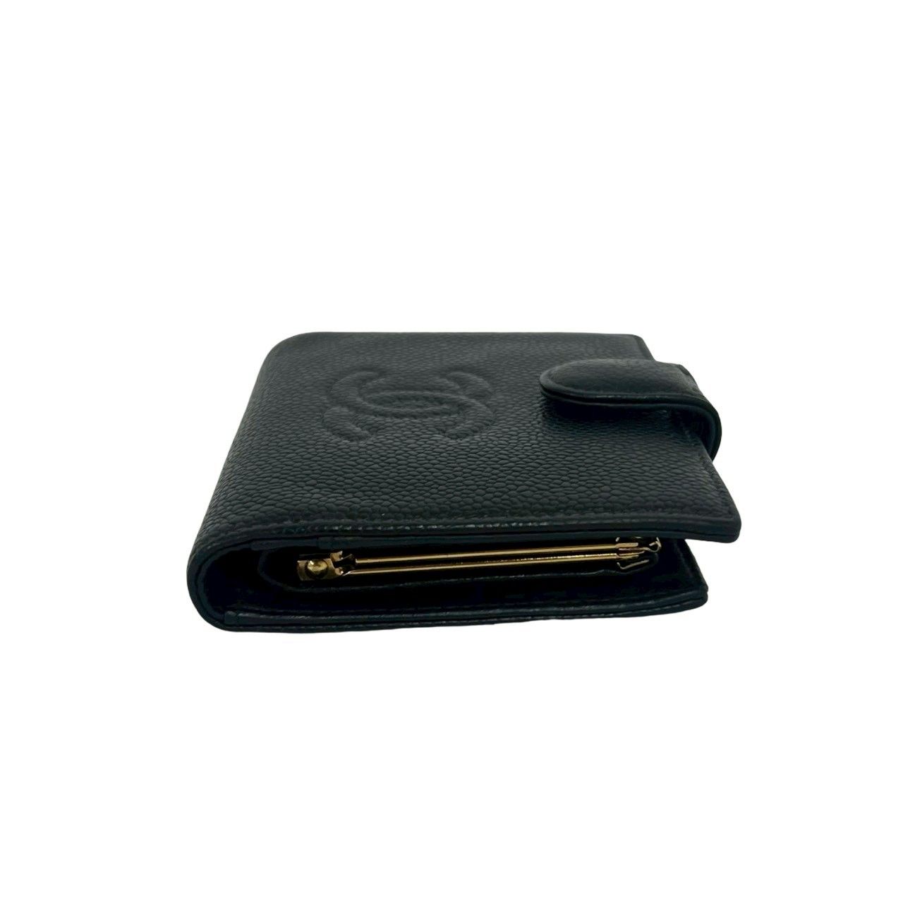 Chanel CC Logo Caviar Leather Bifold Wallet Mini Black — view 5