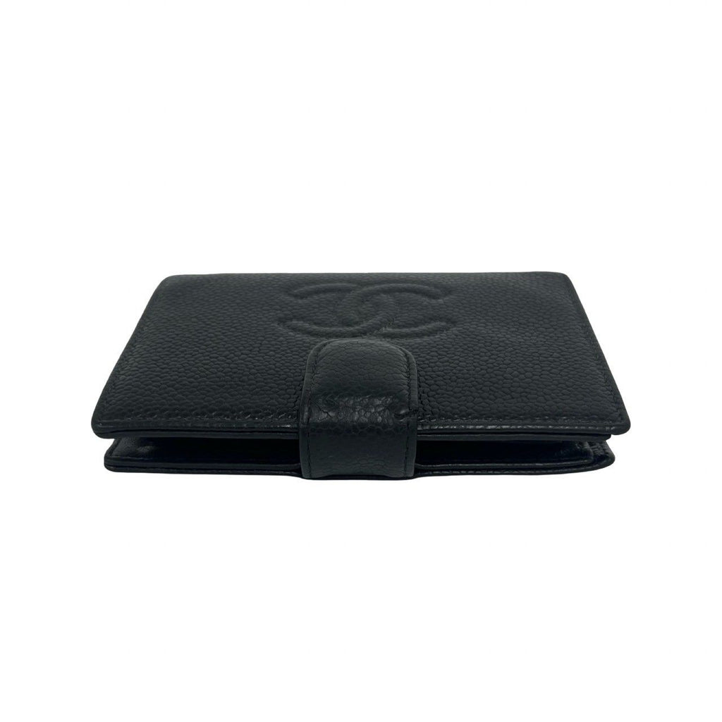 Chanel CC Logo Caviar Leather Bifold Wallet Mini Black — view 3