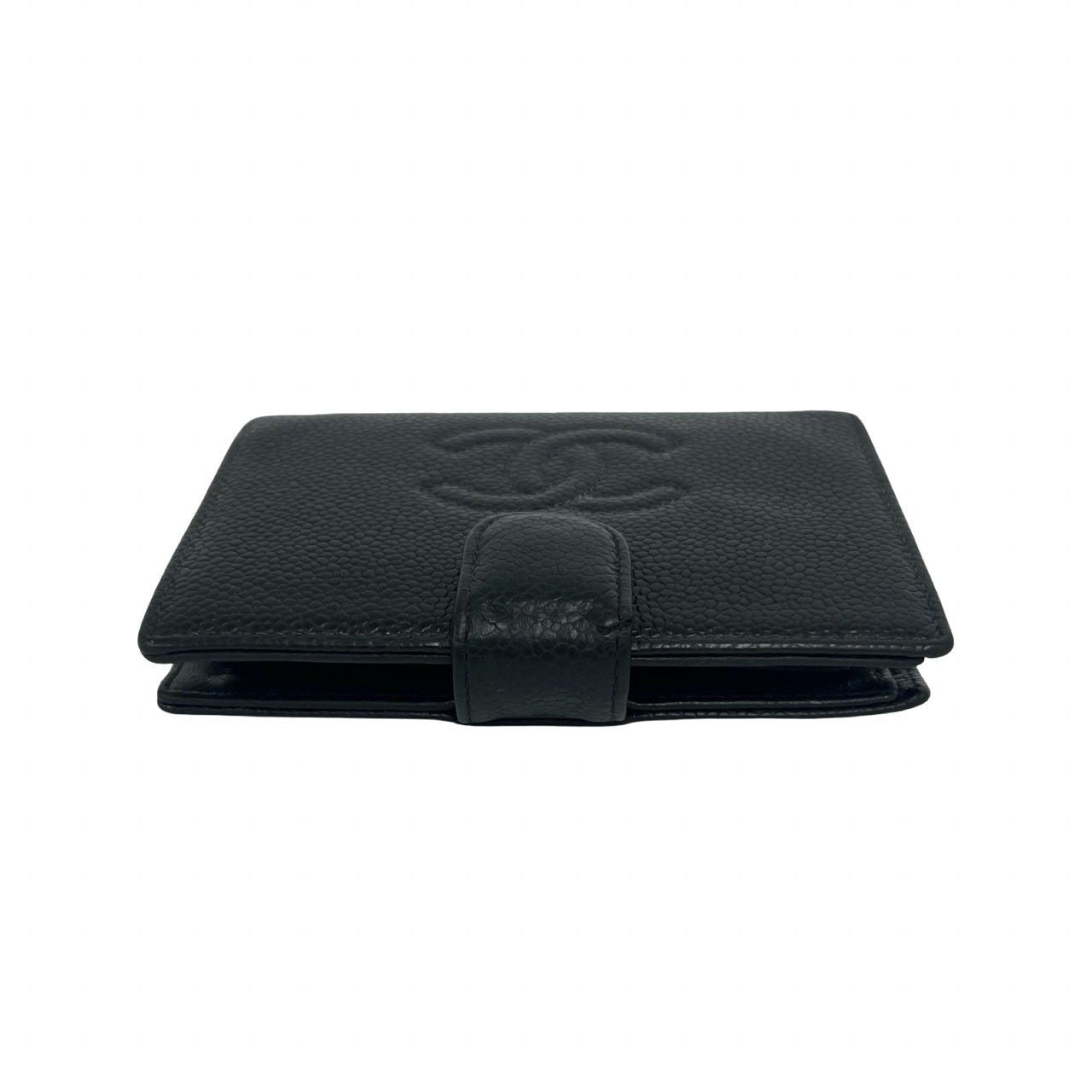 Chanel CC Logo Caviar Leather Bifold Wallet Mini Black — view 3