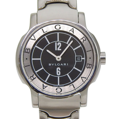 Bvlgari Solotempo Stainless Steel Quartz Analog Watch with Black Dial