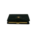 Chanel Card with Bicolor CC Logo Caviar Leather Kiss Lock Bifold Wallet Black — view 3