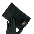 Chanel Card with Bicolor CC Logo Caviar Leather Kiss Lock Bifold Wallet Black — view 7