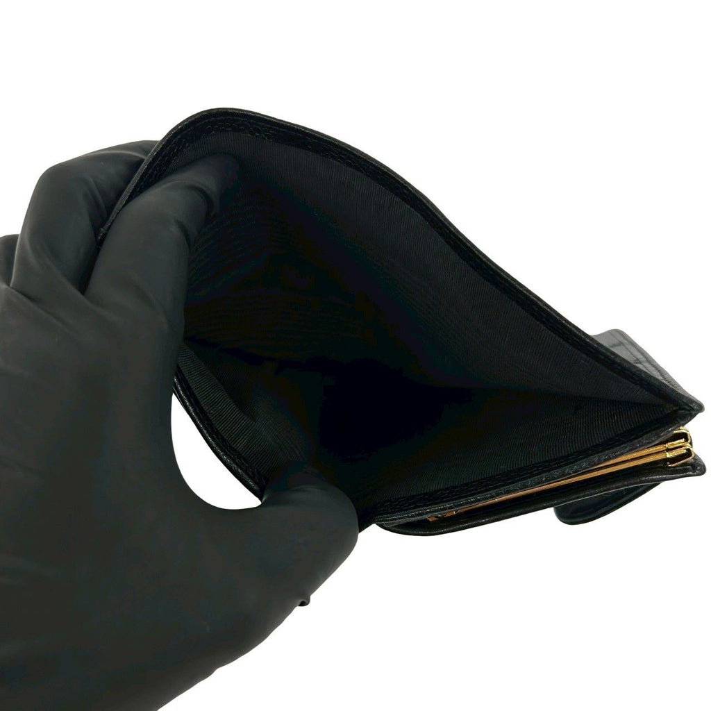 Chanel Card with Bicolor CC Logo Caviar Leather Kiss Lock Bifold Wallet Black — view 8