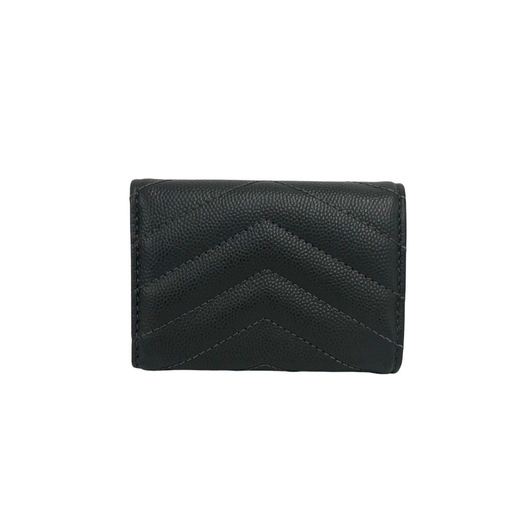 Saint Laurent Paris YSL Cassandra Logo Leather Trifold Wallet Mini Gray — view 2