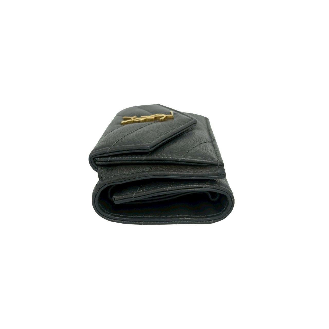 Saint Laurent Paris YSL Cassandra Logo Leather Trifold Wallet Mini Gray — view 4