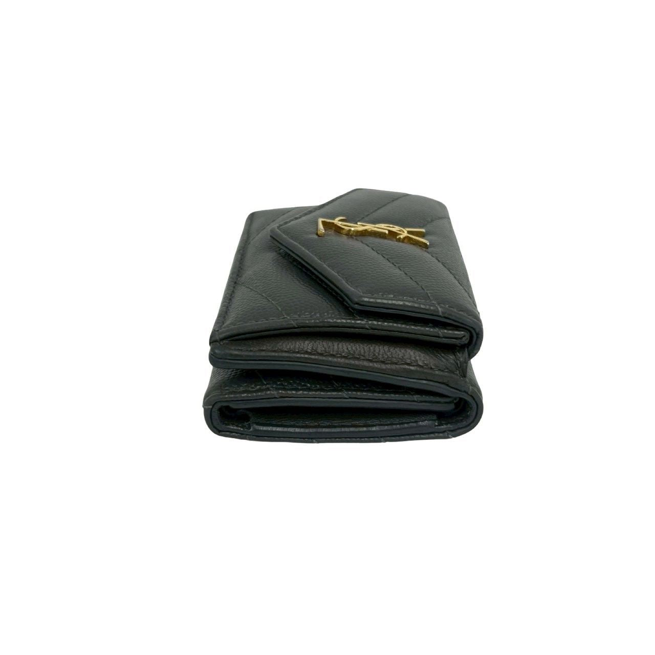 Saint Laurent Paris YSL Cassandra Logo Leather Trifold Wallet Mini Gray — view 5