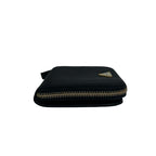 Prada Triangle Logo Tessuto Nylon Saffiano Leather Round Zip Bifold Wallet Black — view 5