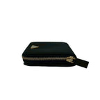 Prada Triangle Logo Tessuto Nylon Saffiano Leather Round Zip Bifold Wallet Black — view 4