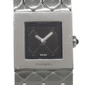 Chanel Quilted Stainless Steel Quartz Analog Watch with Black Dial