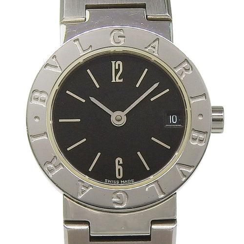 Bvlgari Stainless Steel Quartz Analog Watch with Black Dial