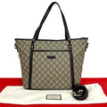 Gucci GG Supreme Logo Pattern Leather 2-Way Shoulder Bag Tote Brown