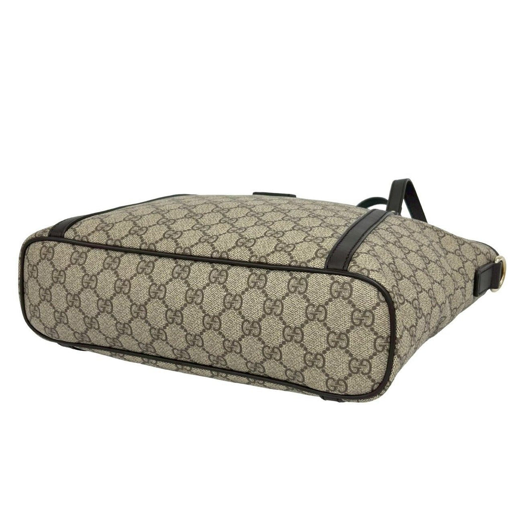 Gucci GG Supreme Logo Pattern Leather 2-Way Shoulder Bag Tote Brown — view 8