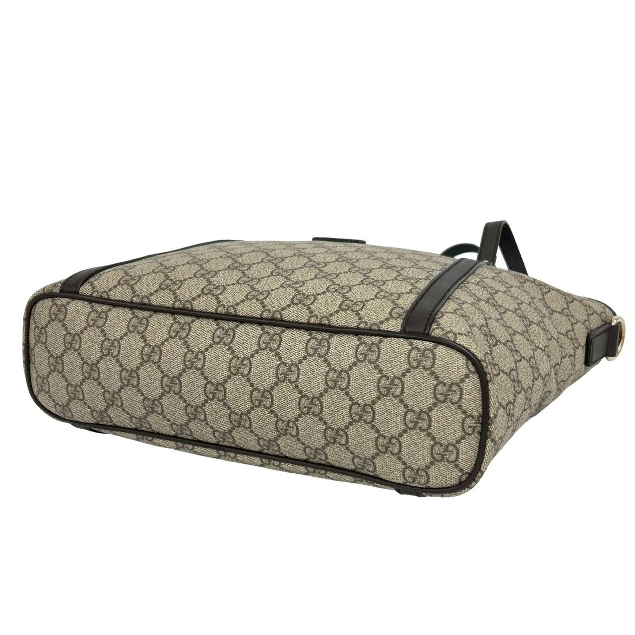 Gucci GG Supreme Logo Pattern Leather 2-Way Shoulder Bag Tote Brown — view 8