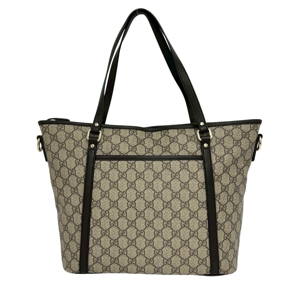 Gucci GG Supreme Logo Pattern Leather 2-Way Shoulder Bag Tote Brown — view 3