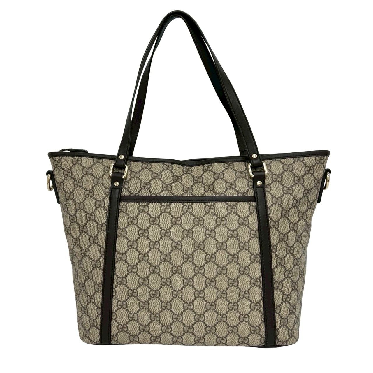 Gucci GG Supreme Logo Pattern Leather 2-Way Shoulder Bag Tote Brown — view 3