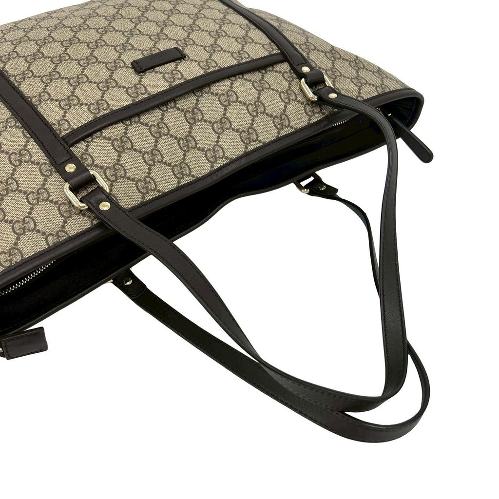 Gucci GG Supreme Logo Pattern Leather 2-Way Shoulder Bag Tote Brown — view 4