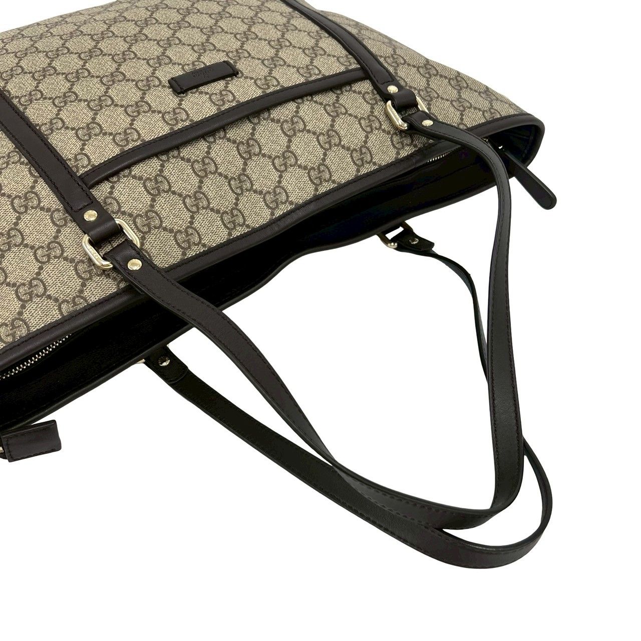 Gucci GG Supreme Logo Pattern Leather 2-Way Shoulder Bag Tote Brown — view 4