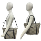 Gucci GG Supreme Logo Pattern Leather 2-Way Shoulder Bag Tote Brown — view 2