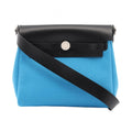 Hermes Shoulder Bag Herbag Zip Mini Blue Riviera Black Canvas Leather