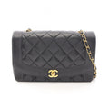 Chanel Shoulder Bag Quilted Diana Flap Black Lambskin Chain