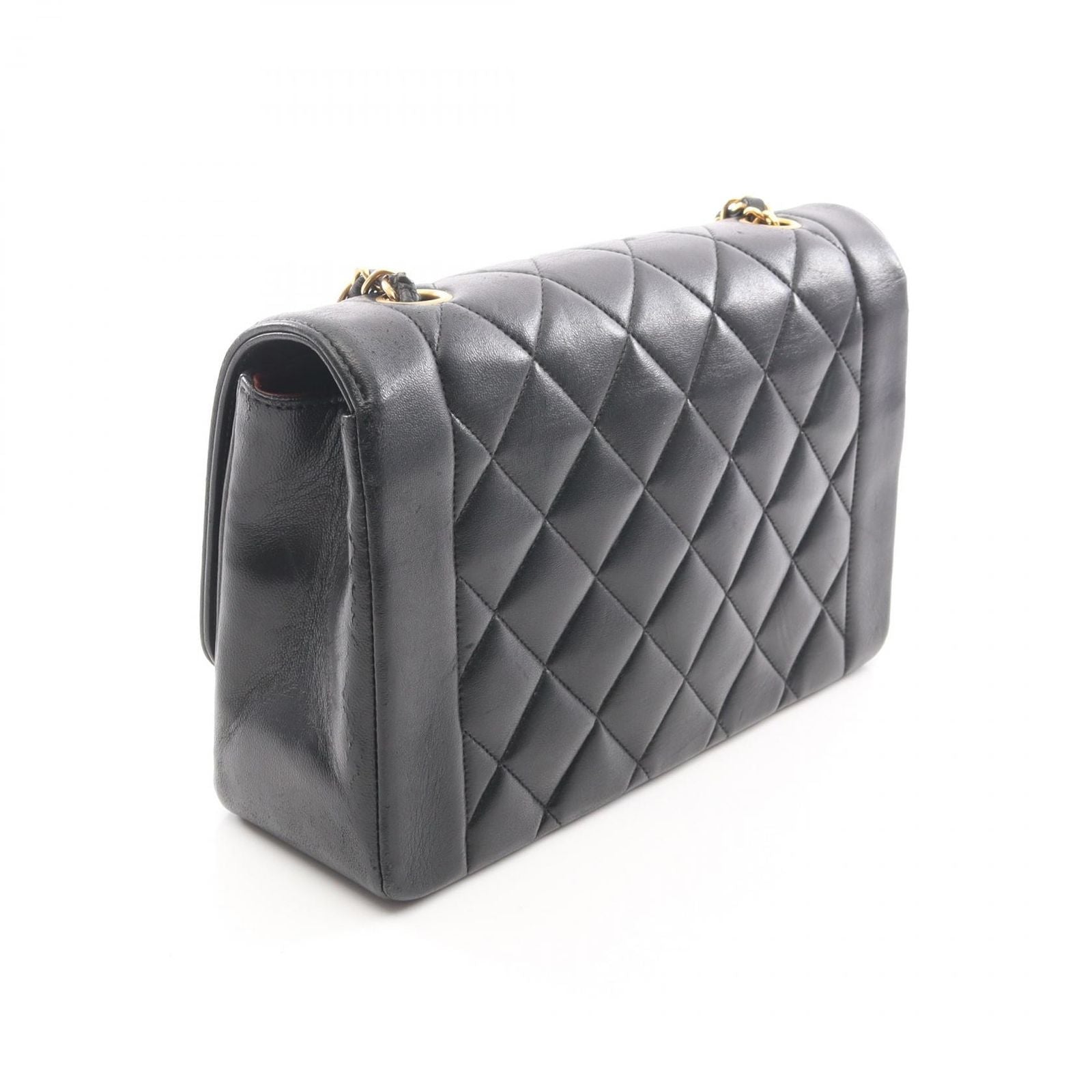 Chanel Shoulder Bag Quilted Diana Flap Black Lambskin Chain — view 2