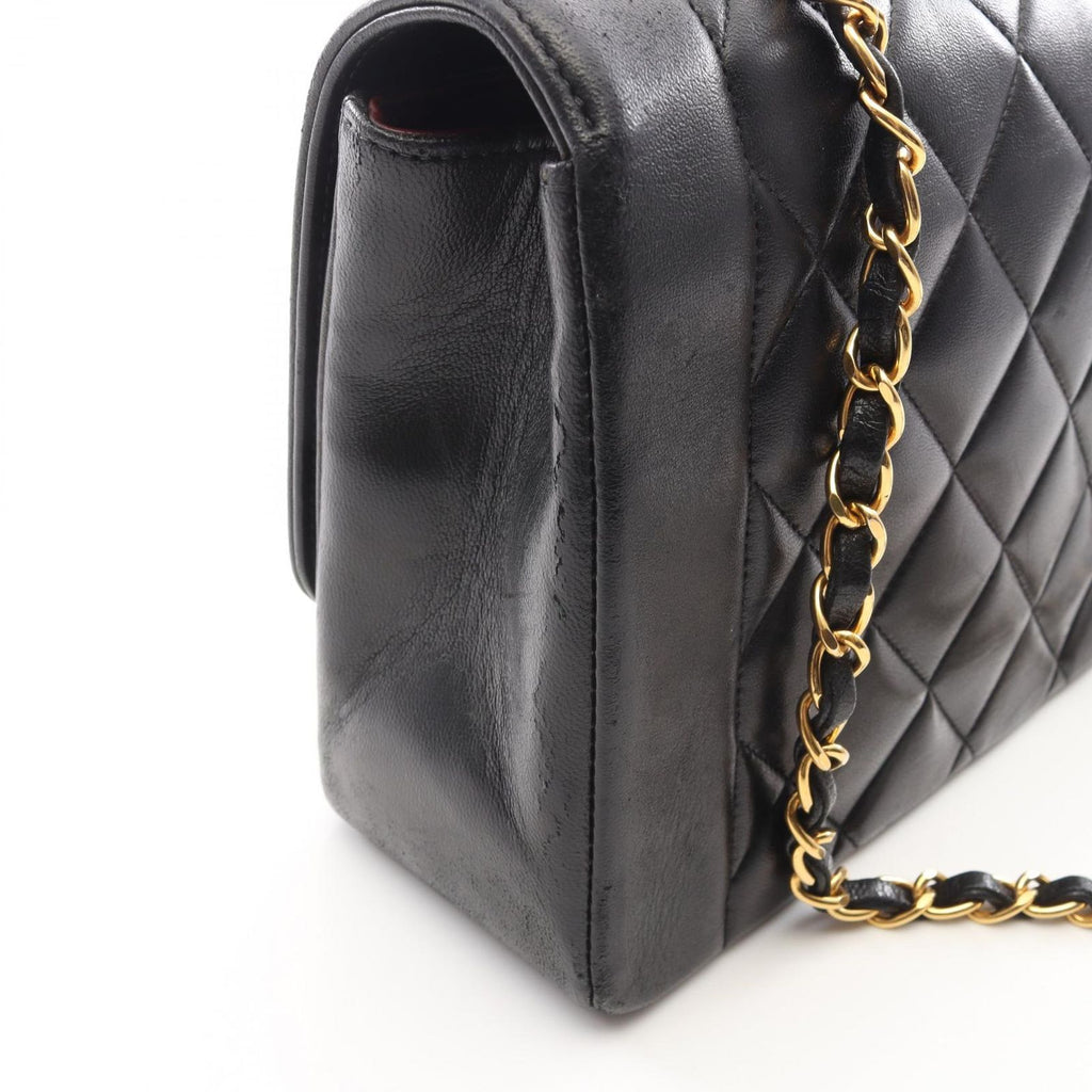 Chanel Shoulder Bag Quilted Diana Flap Black Lambskin Chain — view 8