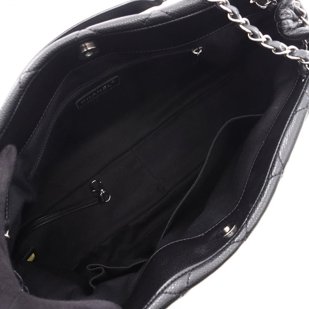 Chanel Tote Quilted Black Caviar Leather CC Logo Chain — view 3