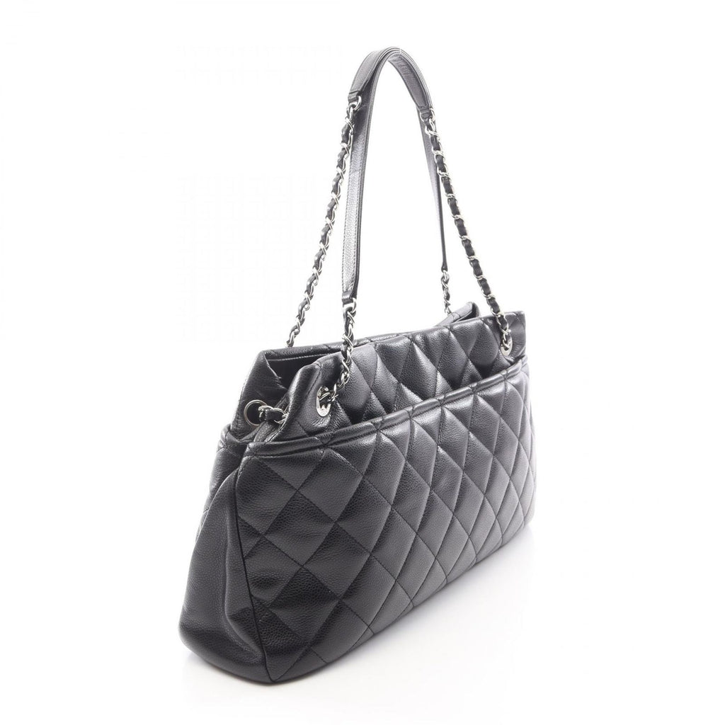 Chanel Tote Quilted Black Caviar Leather CC Logo Chain — view 2