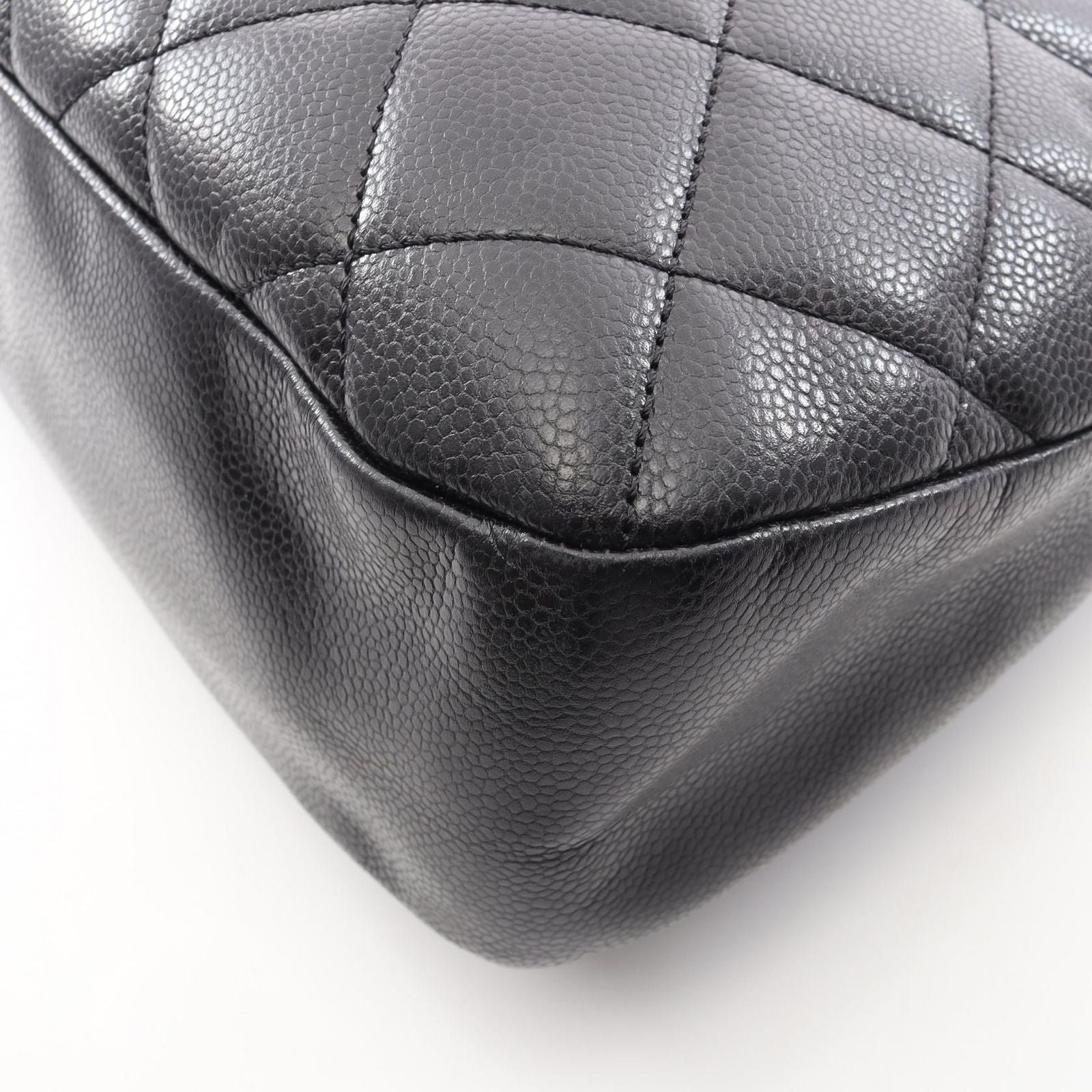 Chanel Tote Quilted Black Caviar Leather CC Logo Chain — view 6